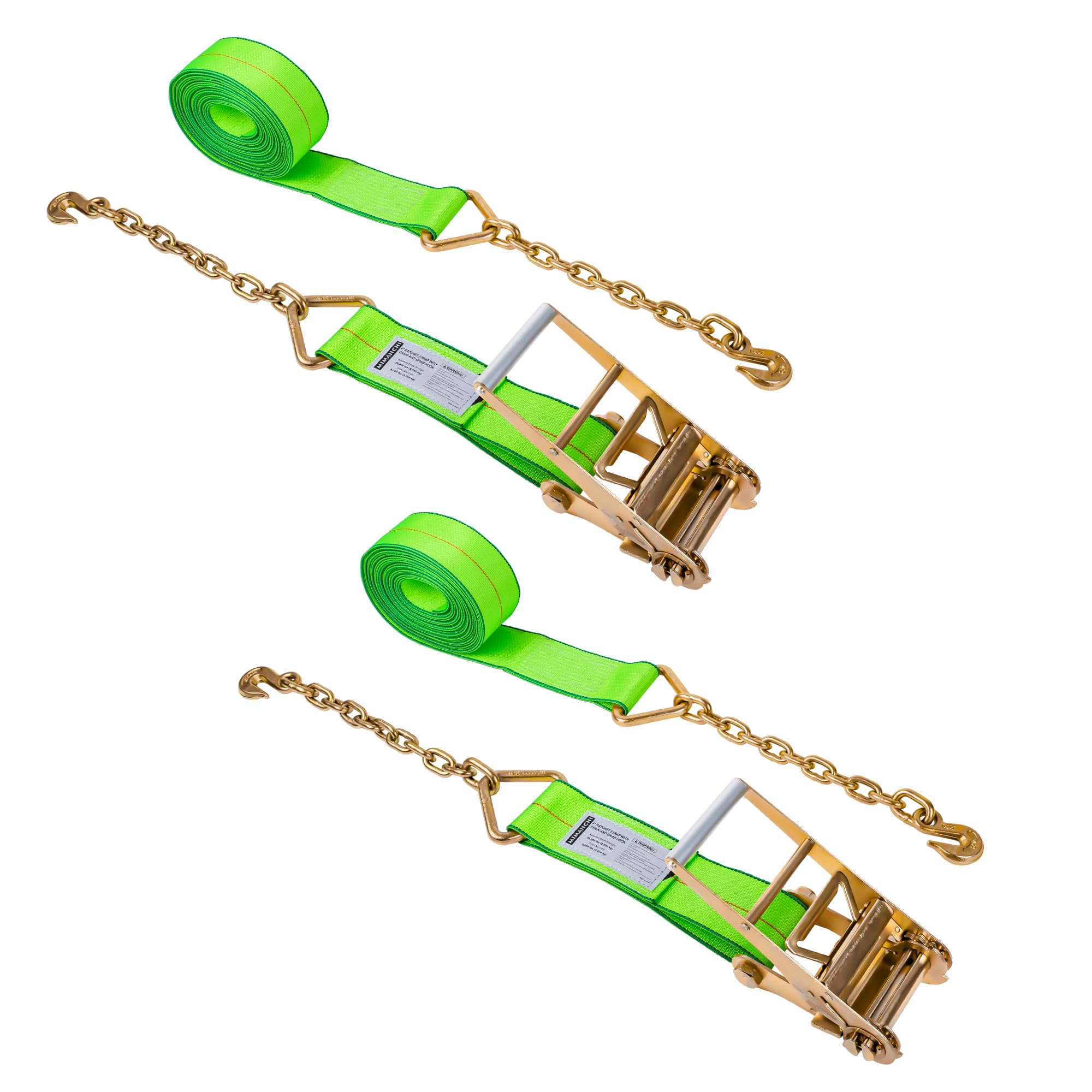 4" x40' Ratchet Straps w/Chain Extension Ends,2 Pack,6600 lbs WLL $157.99 MSRP