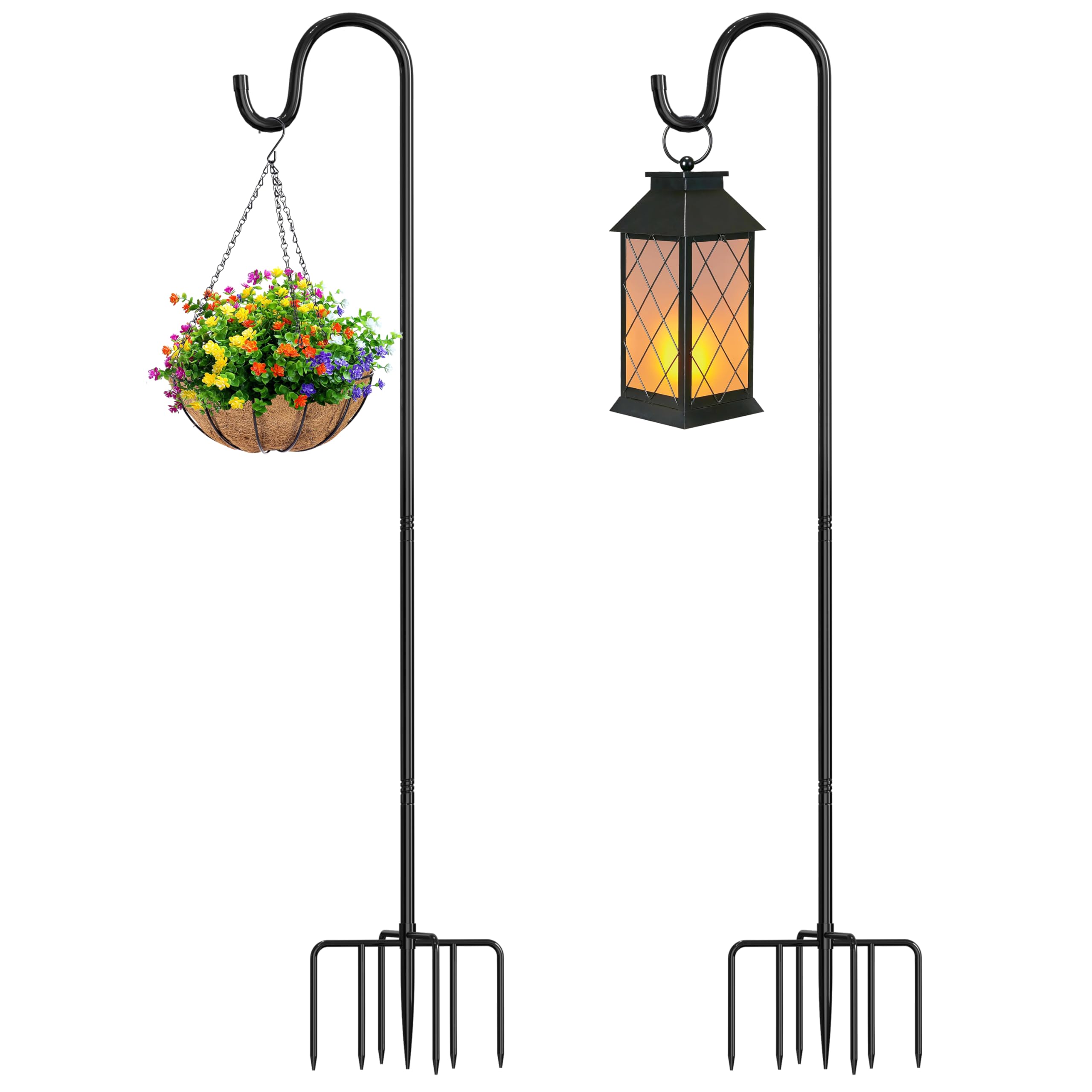 76″ Adjustable Shepherd Hook for Outdoor, Heavy Duty Bird Feeder Pole with 7-Prong Base, Metal Garden Hook for Hanging Lanterns Solar Lights String Lights Plants Wind Chimes Hummingbird Feeder（2‑Pack） $40 MSRP