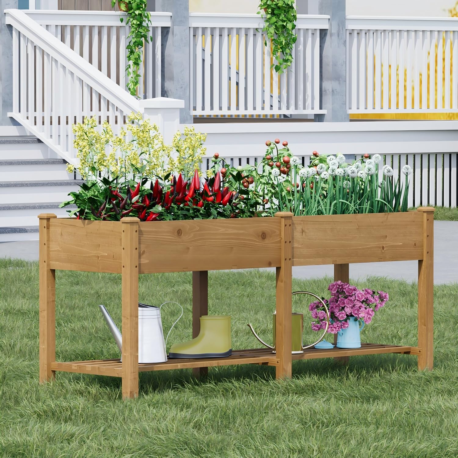 Wooden Raised Garden Bed for Gardening Outdoor Herb Planter Box with Legs $102.99 MSRP