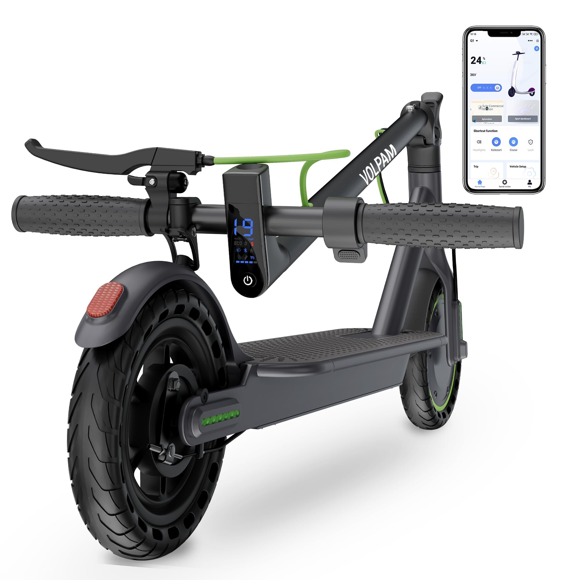 Electric Scooter for Adults, 350W Motor, 8.5" Tires, 19 Mph Top Speed & 12-15 Miles Max Range, 3 Gears Speed, Folding Portable E Scooter with Smart APP, LCD Display, Max Load 265LBS