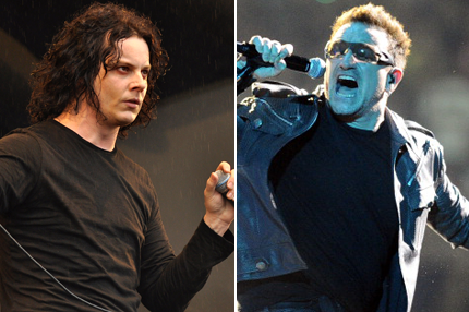 Jack White / Bono [Credit: Clayton Call/Redferns, White; Stephane de Sakutin/AFP/Getty]