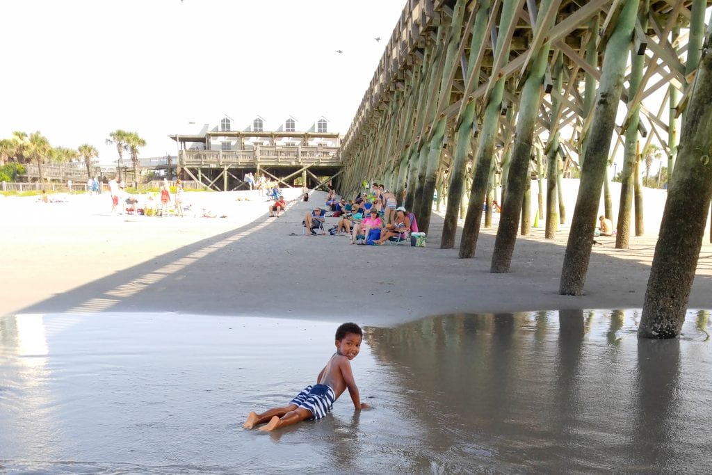 Family travel beach dock