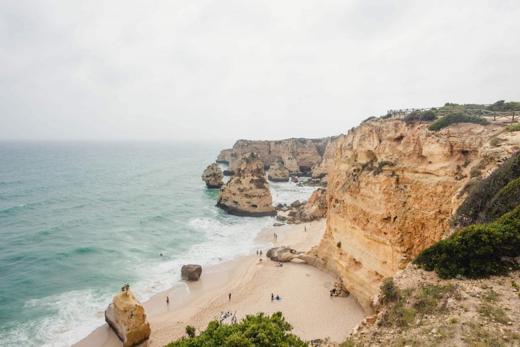 Portugal with kids: Praia da Marinha Best place in algarve for families.