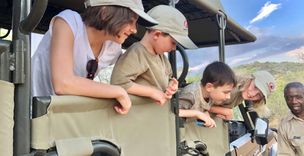 African Safari Holidays: Kids in Namibia in Safari Vehicle