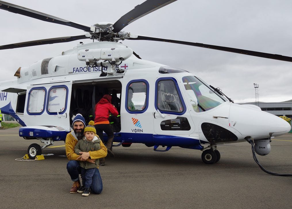 Faroe Islands with kids: helicopter ride