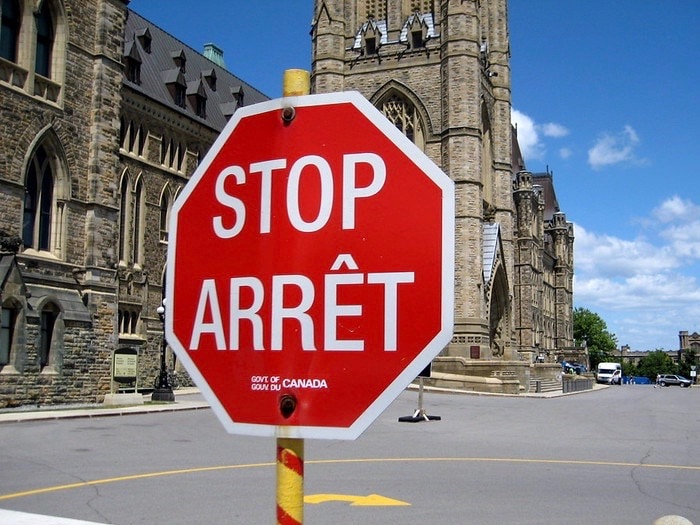 Canada for Kids: Bilingual Stop Sign