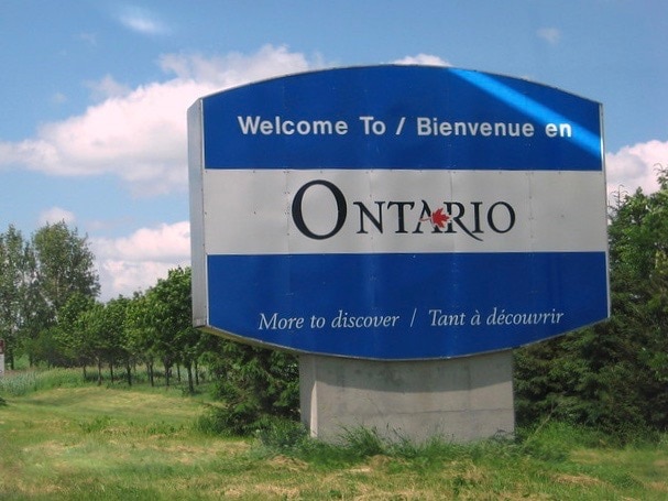 Canada for Kids: Welcome to Ontario bilingual sign