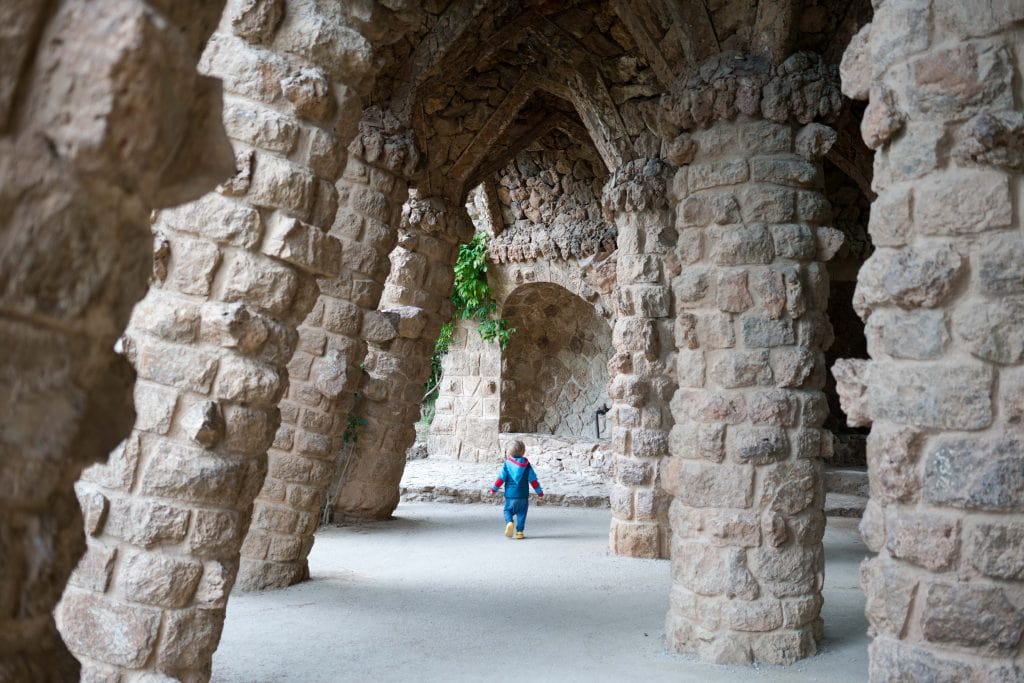 Barcelona boy running through Park Güell