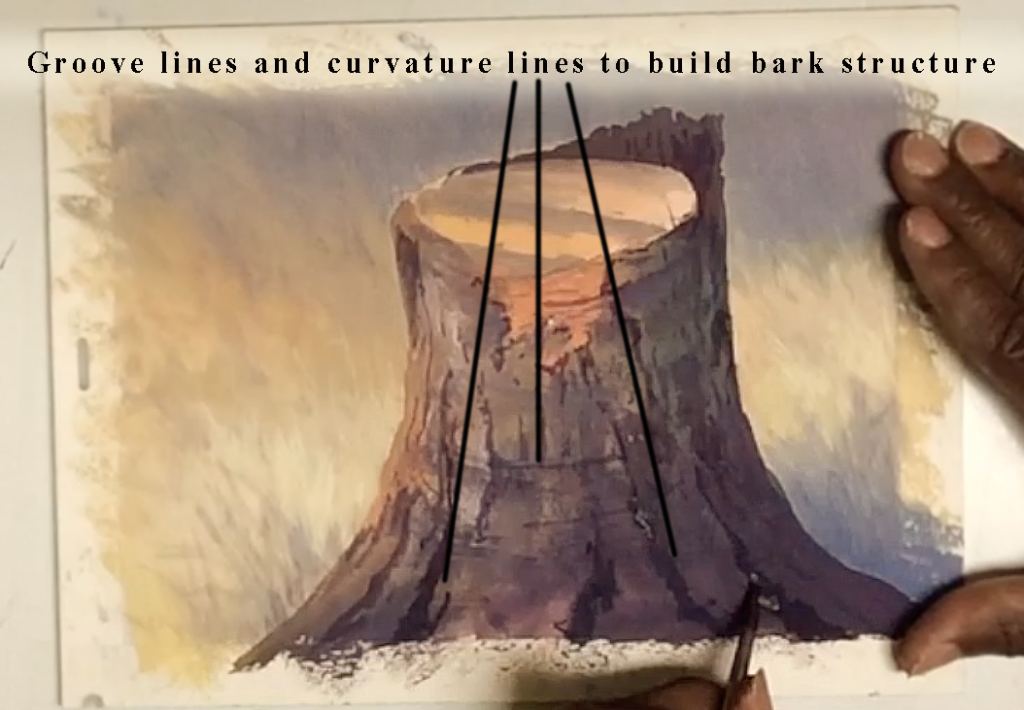 Artist Technique Depicting Tree Bark DONALD TOWNS ART
