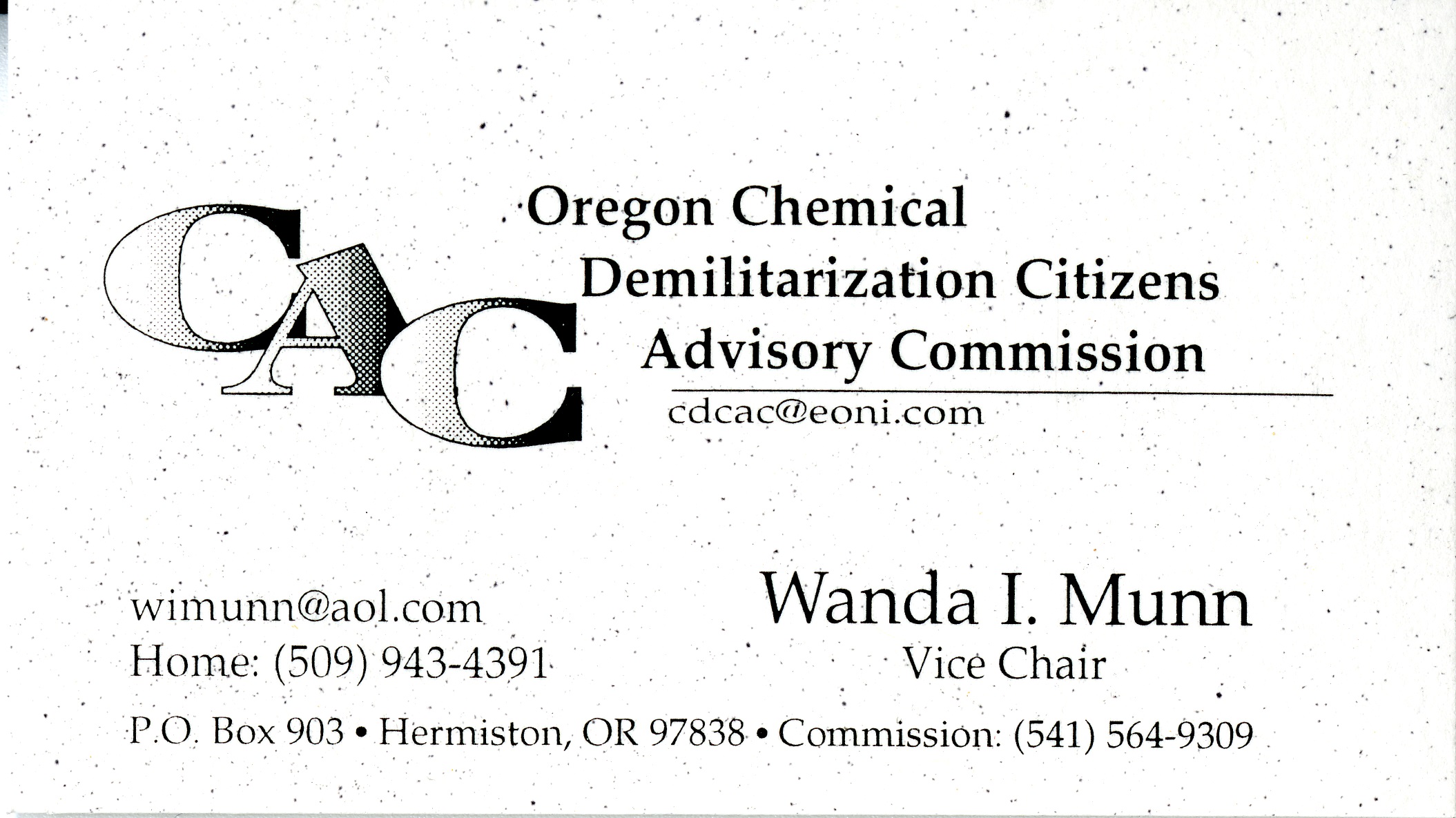Oregon Chemical Demilitarization Citizens Advisory Commission · Hanford
