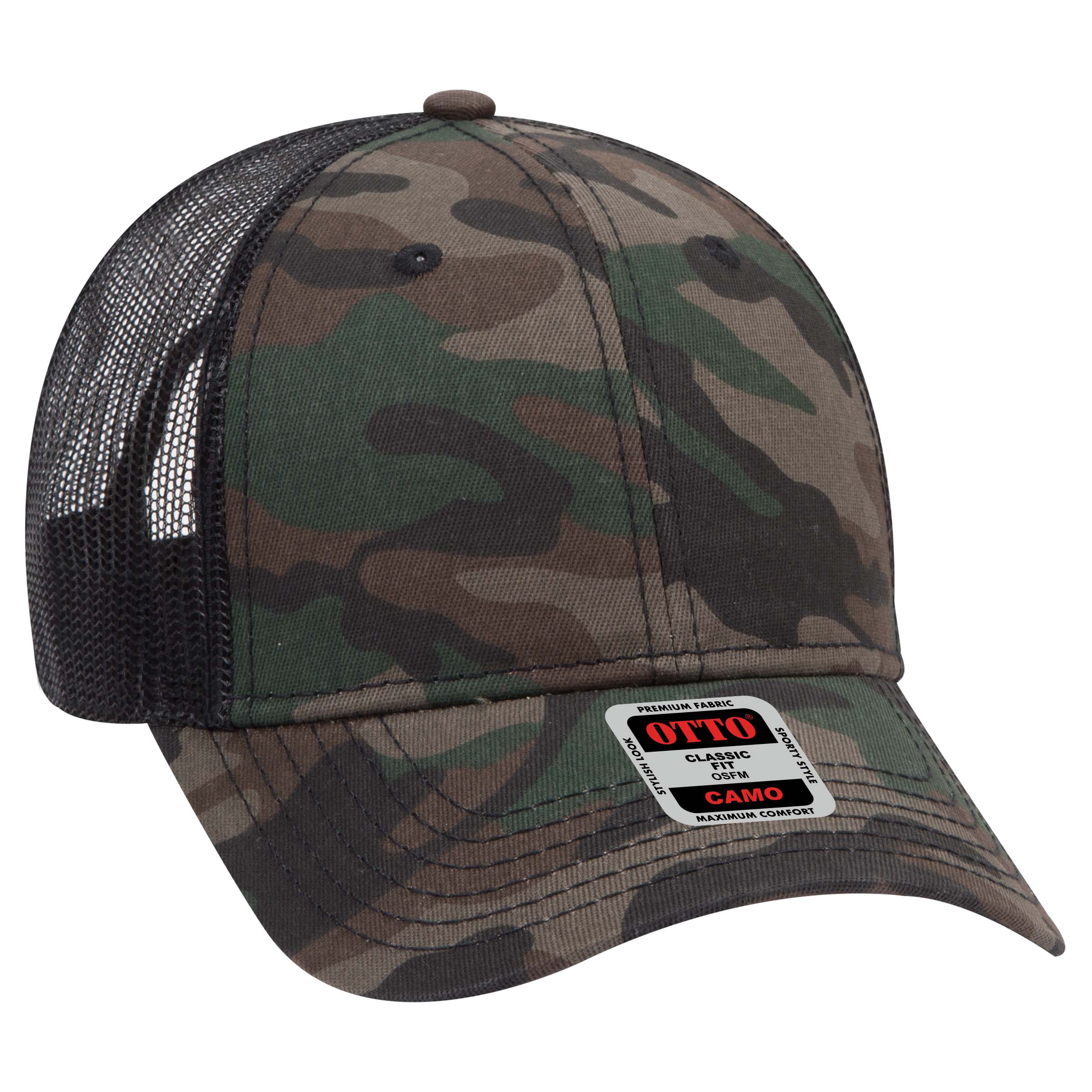 OTTO CAP Camouflage 6 Panel Low Profile Mesh Back Trucker Hat