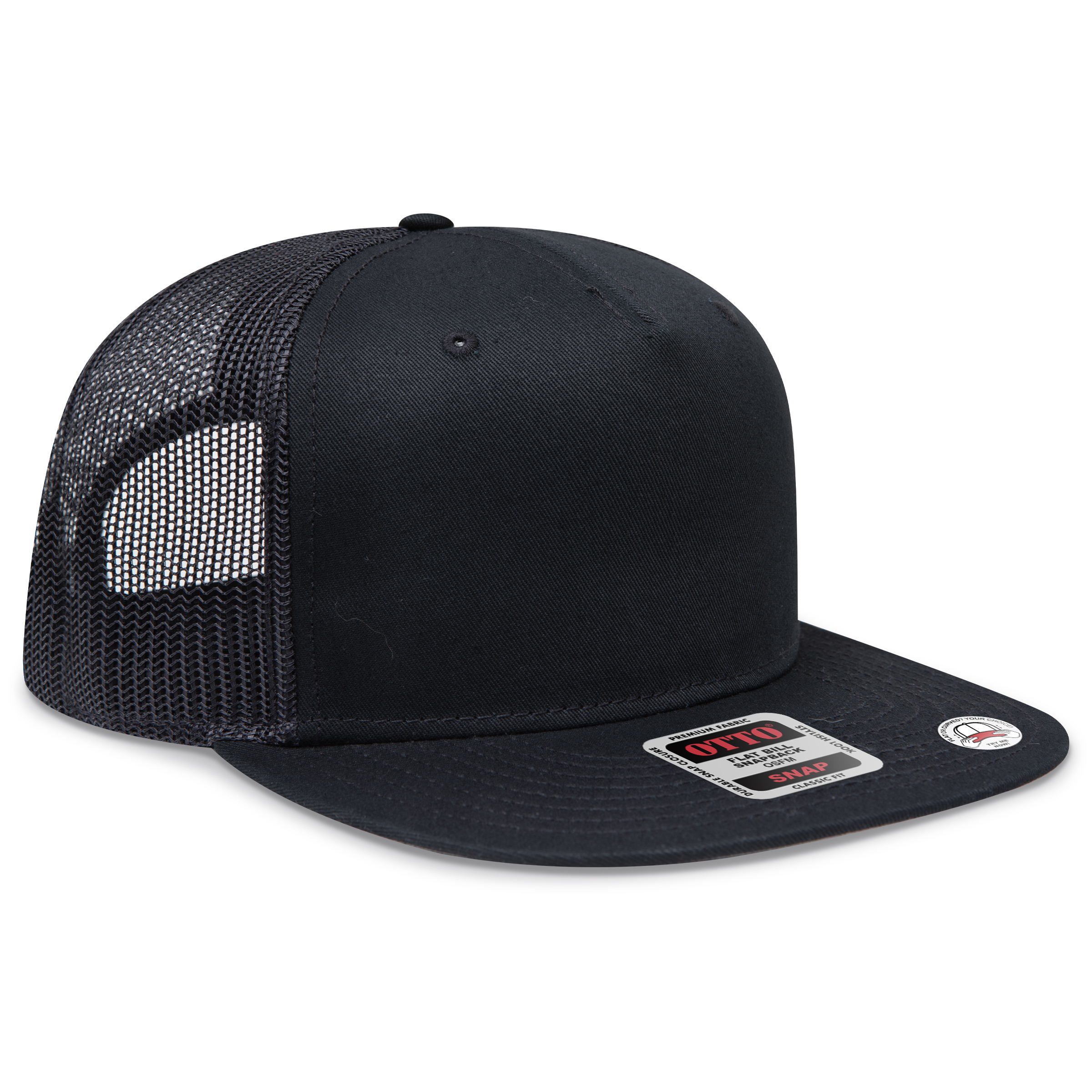 Wholesale blank otto snap 5 panel mid profile mesh back trucker