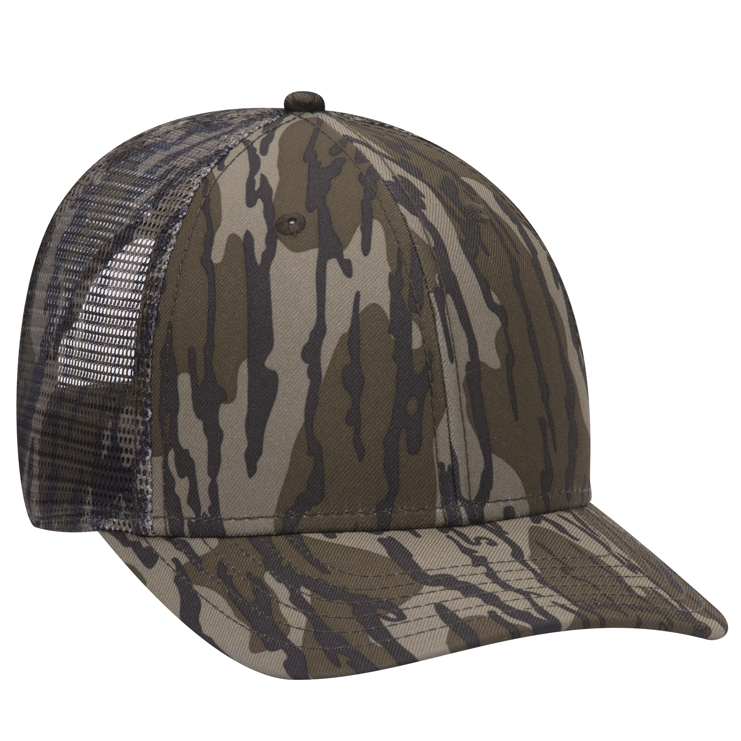 OTTO CAP Mossy Oak Camouflage Superior Polyester Twill 6 Panel Low Profile Mesh Back Baseball Cap