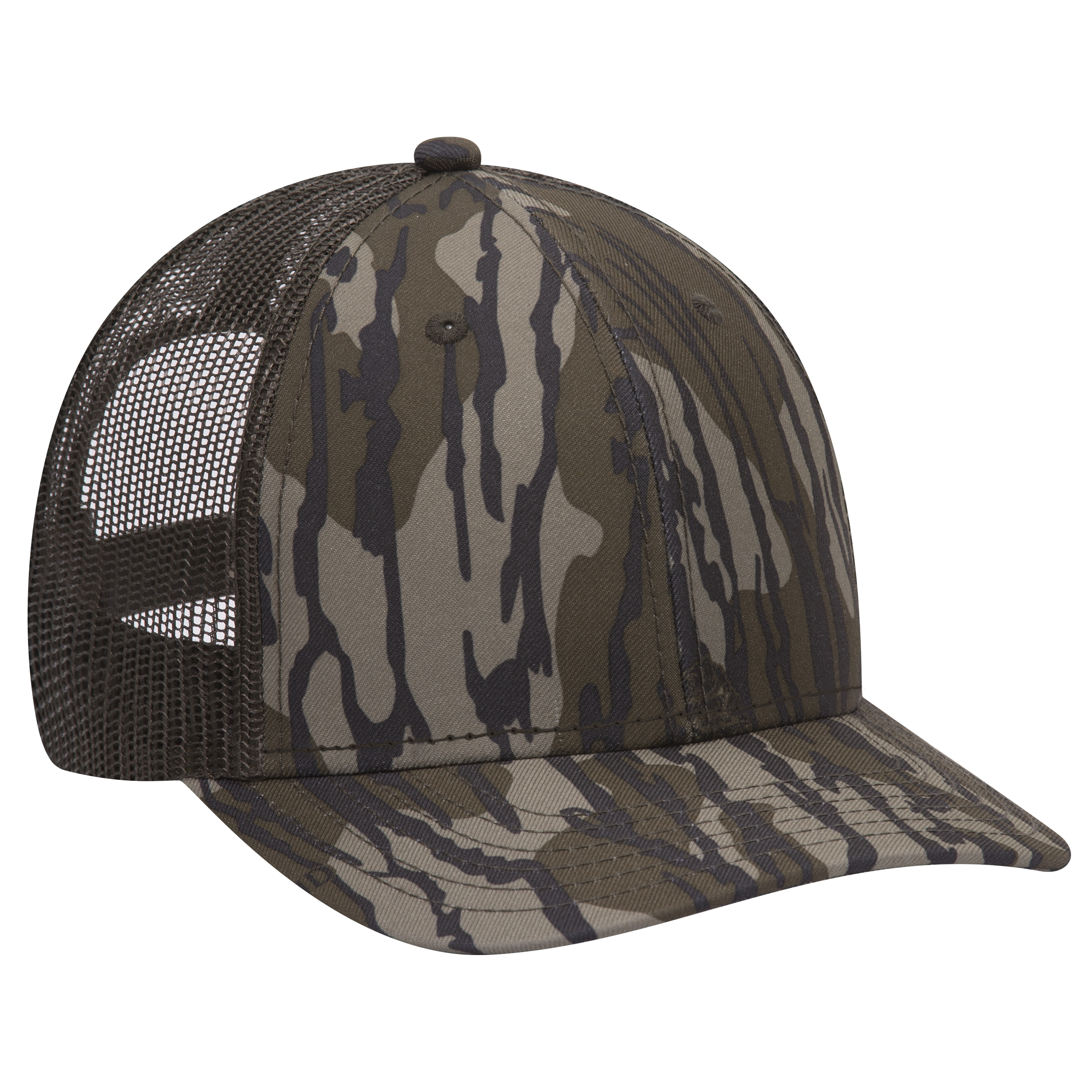 OTTO CAP Mossy Oak Camouflage Superior Polyester Twill 6 Panel Low Profile Mesh Back Baseball Cap
