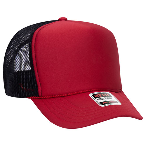 Ottocap Polyester Foam Front Trucker Hat - Low Profile, Mesh Back, Snapback, Maroon Color - View #8