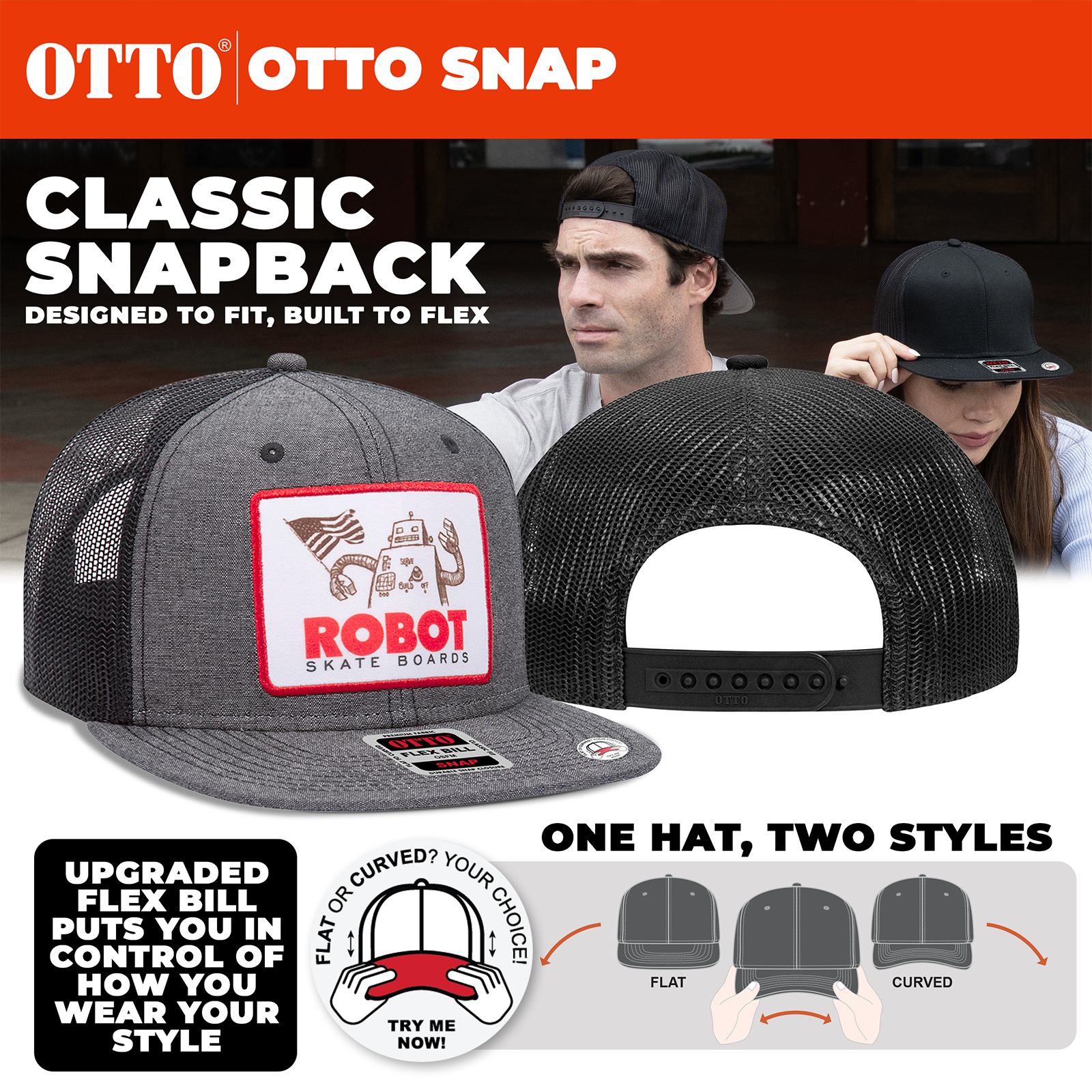 Buy Bulk OTTO CAP “OTTO SNAP” Panel Pro Style Snapback Hat