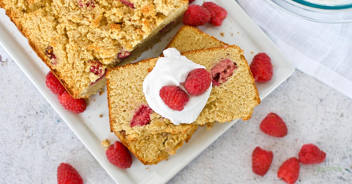 Coconut Flour Raspberry Pound Cake | Paleo, Dairy Free, Gluten Free