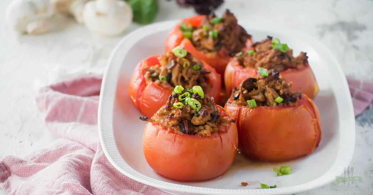 Sausage Stuffed Tomatoes | Paleo, Gluten Free, Dairy Free