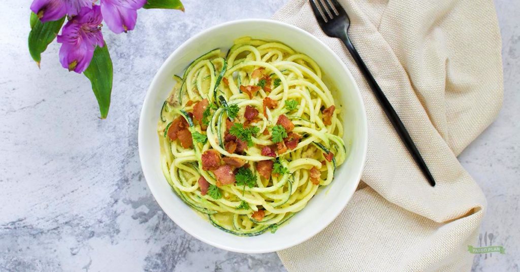 Zucchini Carbonara Paleo, Gluten Free, Dairy Free