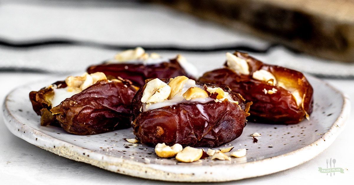 Coconut and Hazelnut Stuffed Dates Paleo, Gluten Free, Grain Free