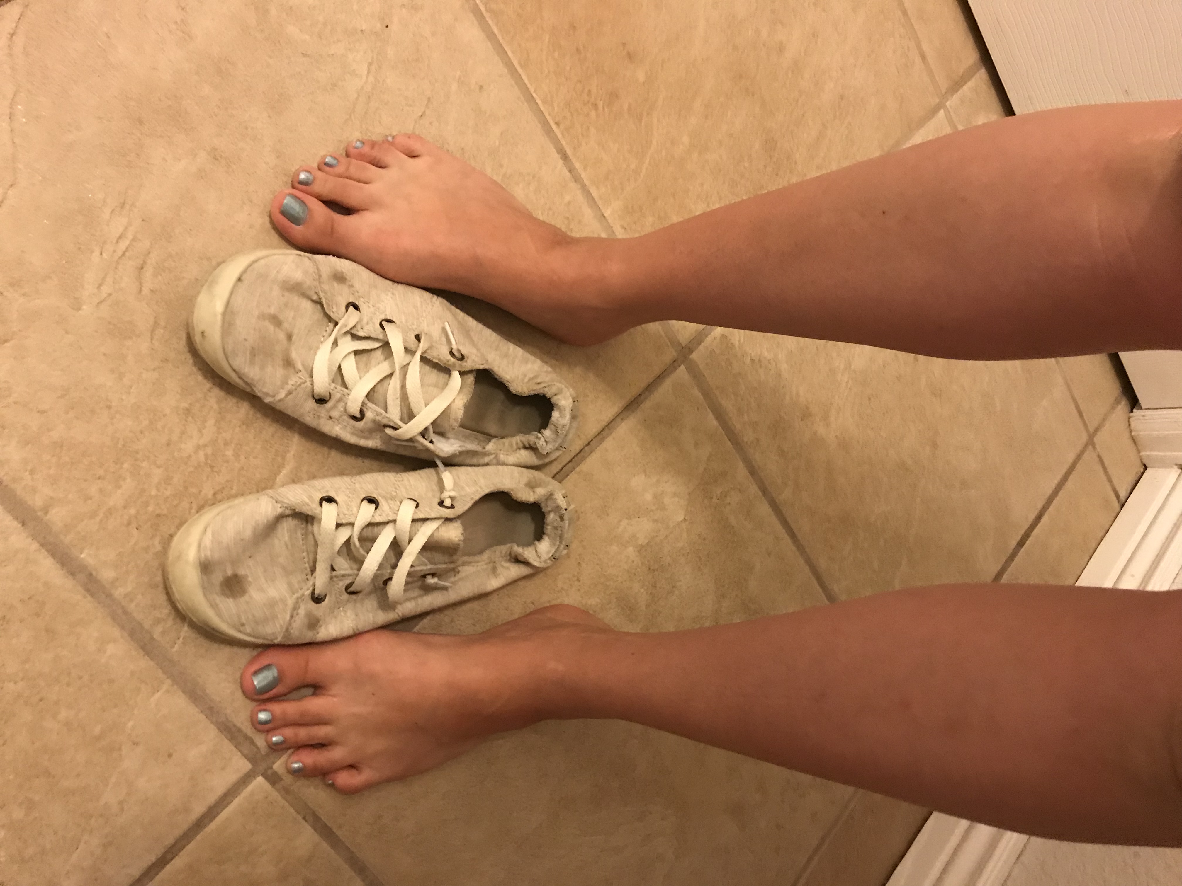 Well Worn Used Smelly Sneakers Worn barefoot daily