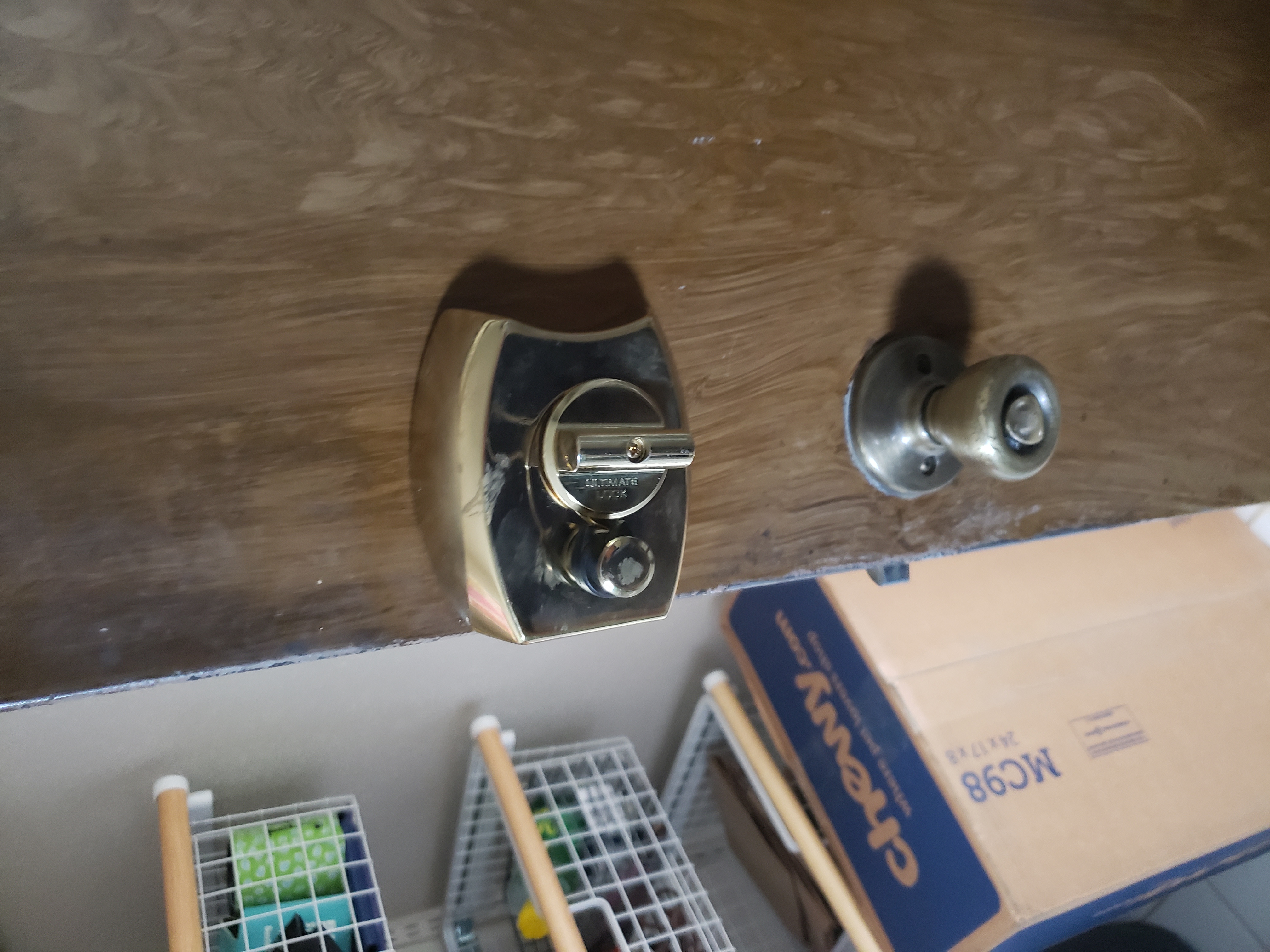 Jimmy Proof Double Deadbolt and Double Strike Plate Installed in