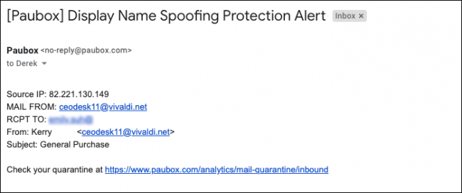 display name spoofing phishing attack example - Paubox