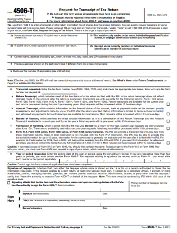 Form 4506-T pdf