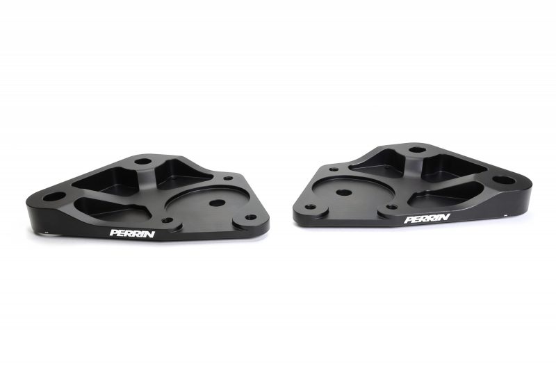 A set of two black PERRIN Front Control Arm Braces on a white background.
