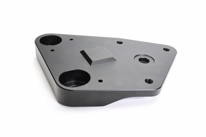 The integrated billet jack point on a PERRIN Front Control Arm Brace.