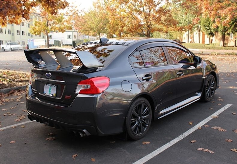 Two PERRIN Wing Stabilizers on 2015-2017 STI Sedan