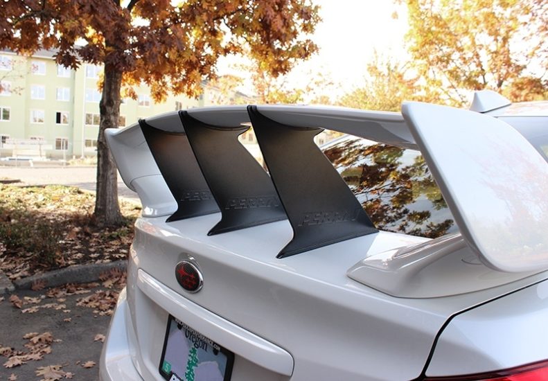 Three PERRIN Wing Stabilizers on 2015-2017 STI Sedan