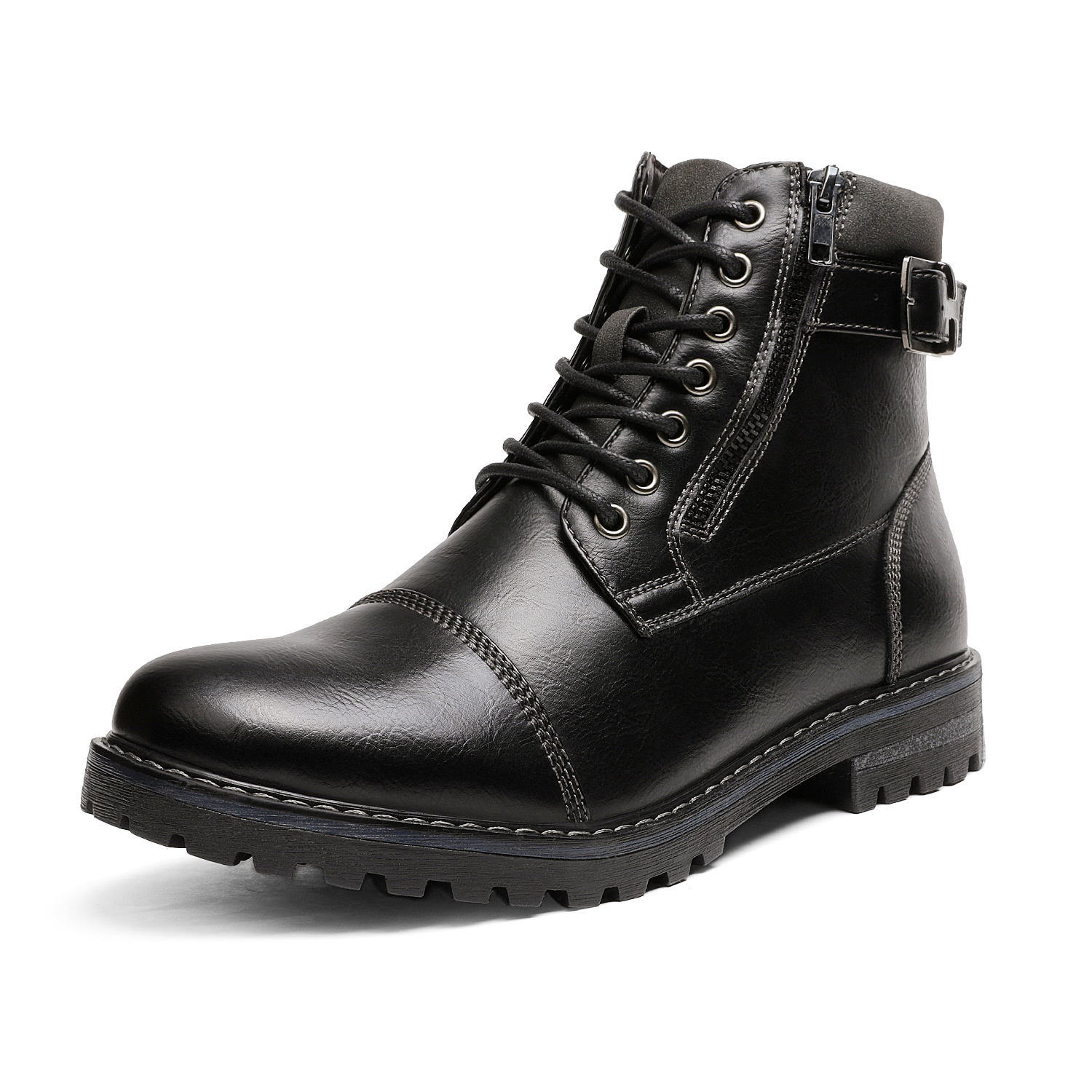 Herren Winter Motorrad Kampf Kunstfell Militär Leder Stiefeletten - Bild 10 von 12