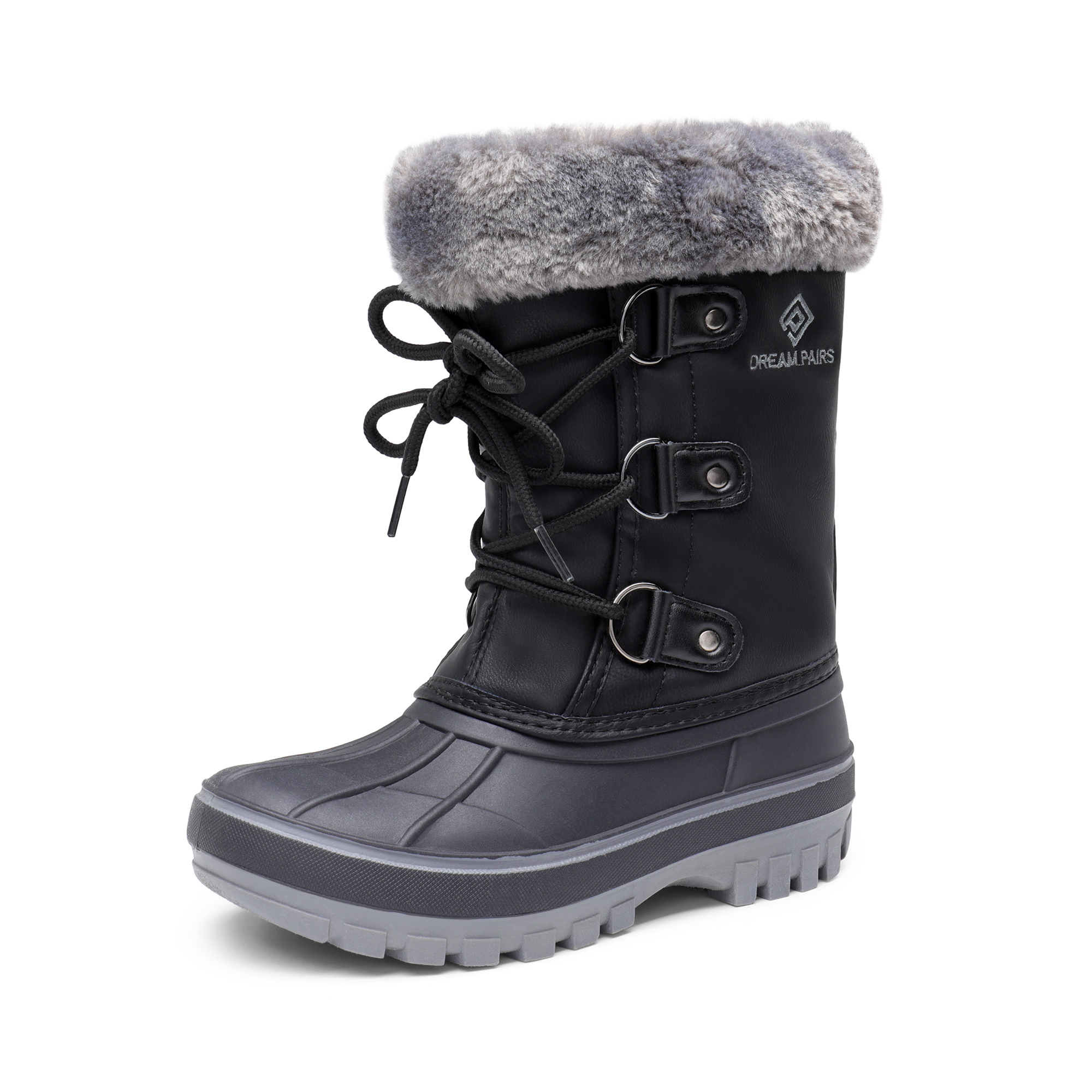 Kid Boys Girls Snow Boots Fur-Lined Ankle Waterproof Winter Ski Boot - Picture 12 of 17