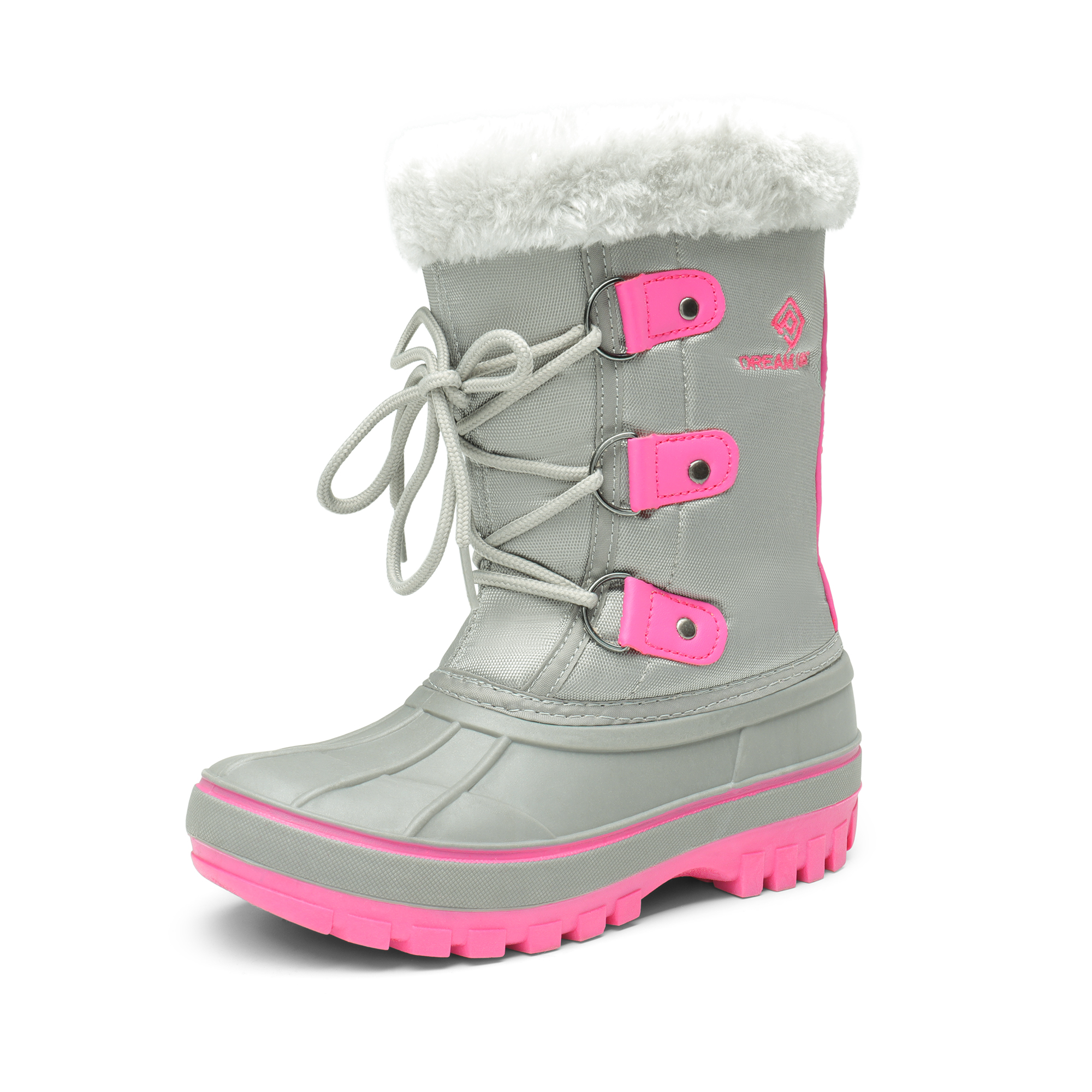 Kid Boys Girls Snow Boots Fur-Lined Ankle Waterproof Winter Ski Boot - Picture 15 of 17