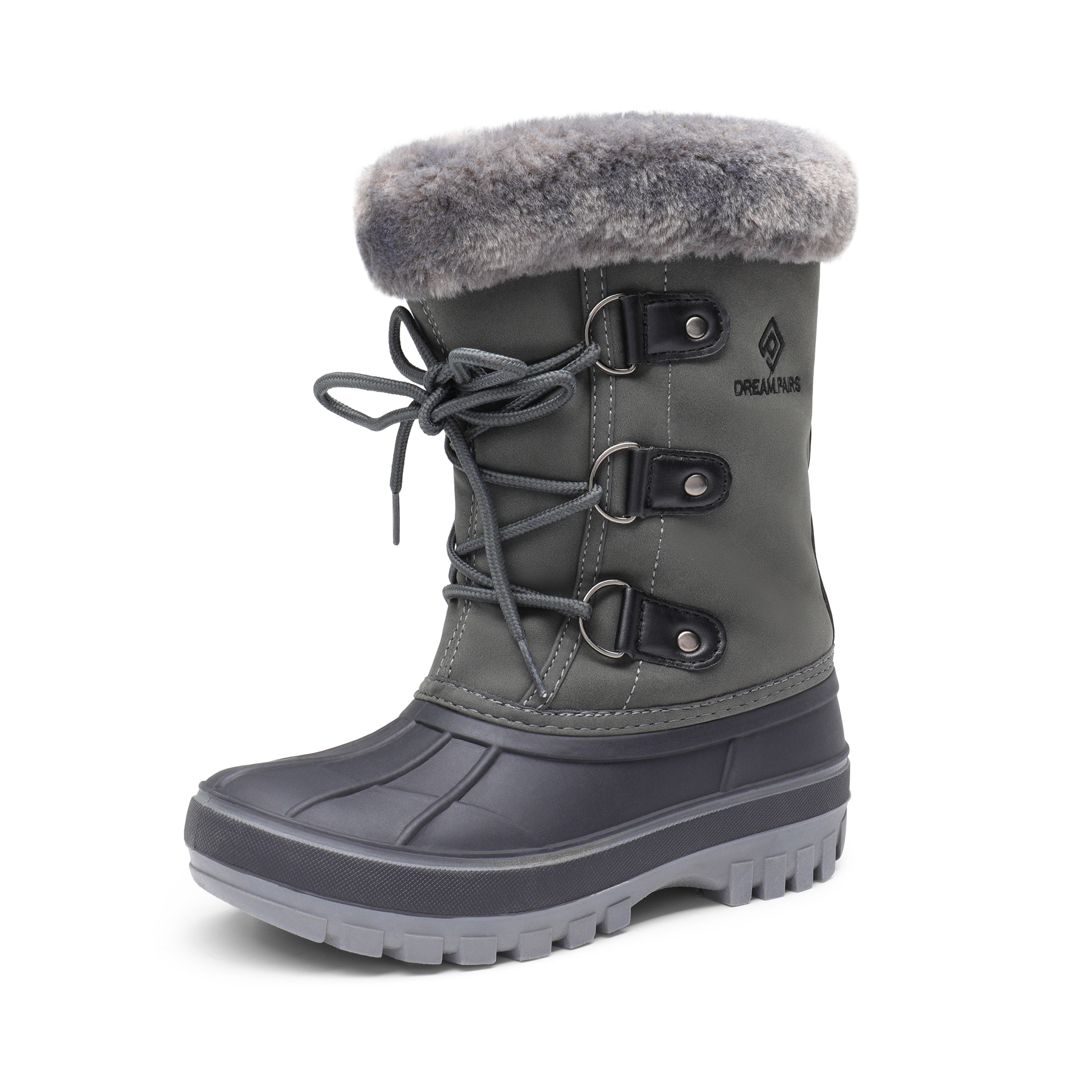 Kid Boys Girls Snow Boots Fur-Lined Ankle Waterproof Winter Ski Boot - Picture 13 of 17