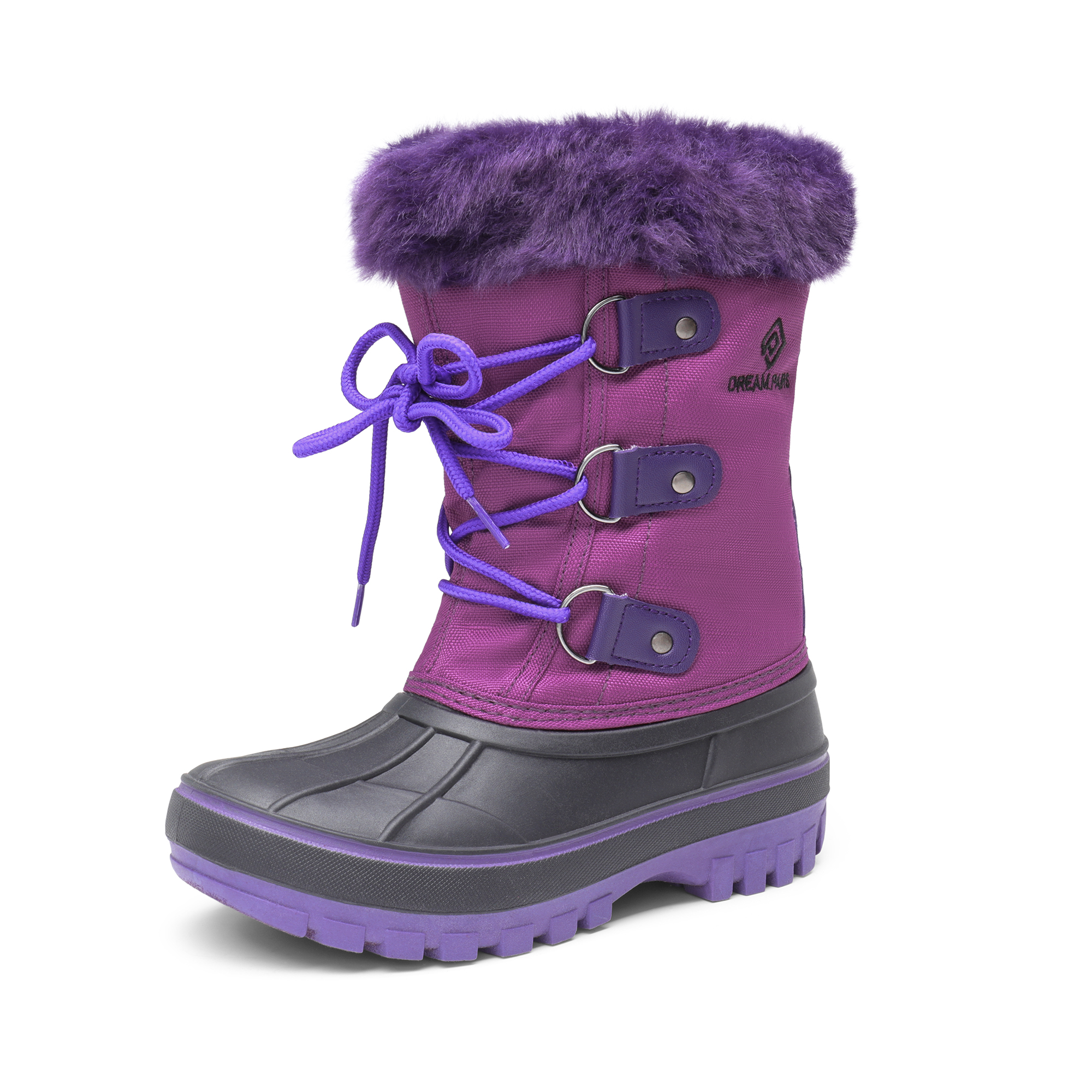 Kid Boys Girls Snow Boots Fur-Lined Ankle Waterproof Winter Ski Boot - Picture 16 of 17