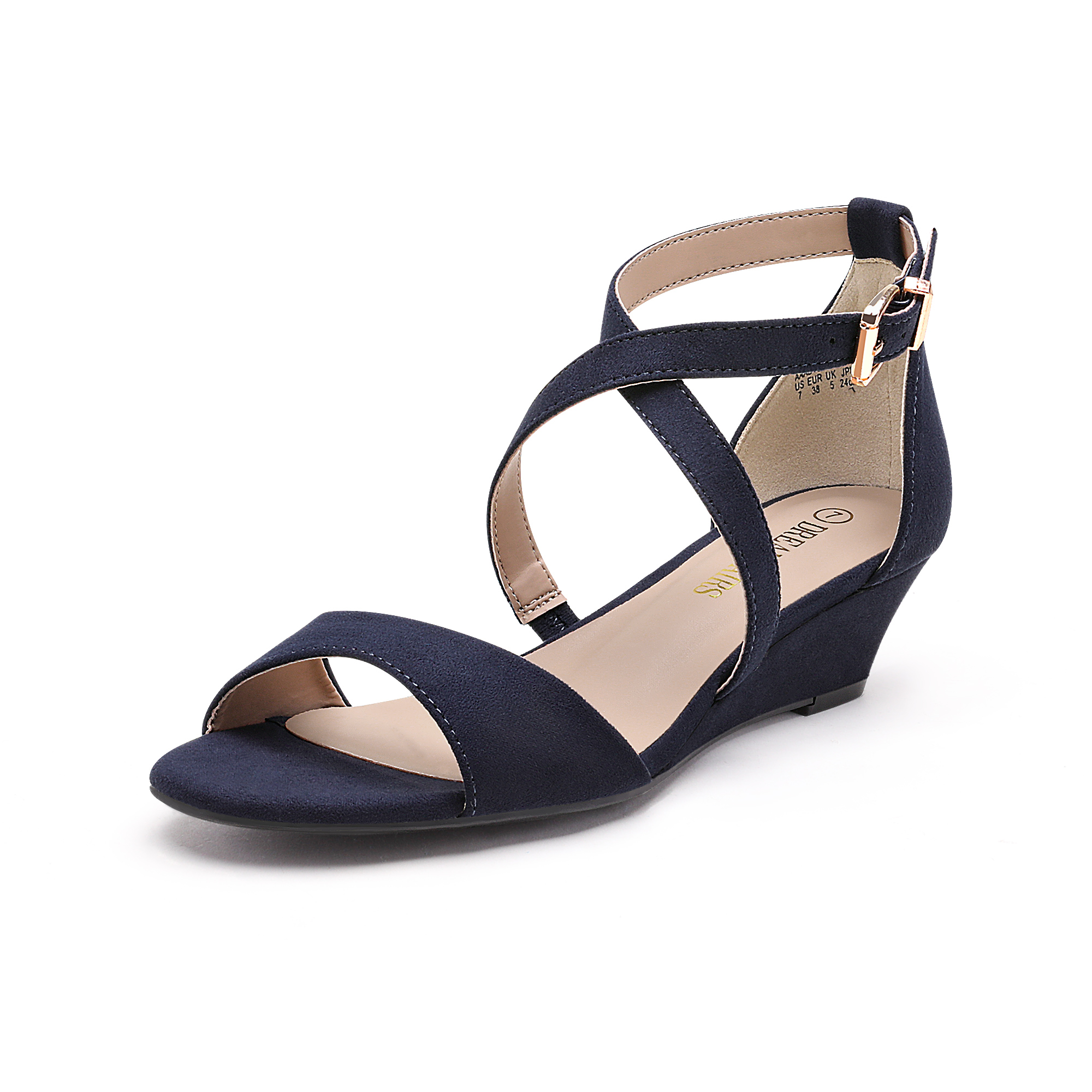 DREAM PAIRS Women's Ankle Strap Low Wedge Sandals Open Toe Casual Dress Shoes - Picture 18 of 19