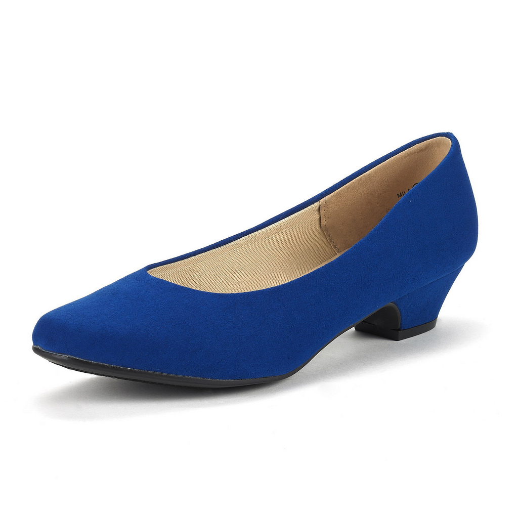 DREAM PAIRS Women Low Chunky Heel Pump Shoes Slip On Comfort Dress Shoes - Picture 16 of 20