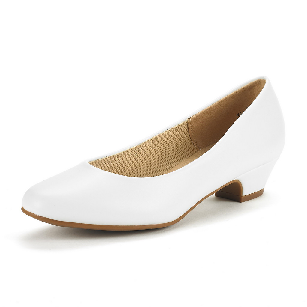 DREAM PAIRS Women Low Chunky Heel Pump Shoes Slip On Comfort Dress Shoes - Picture 20 of 20