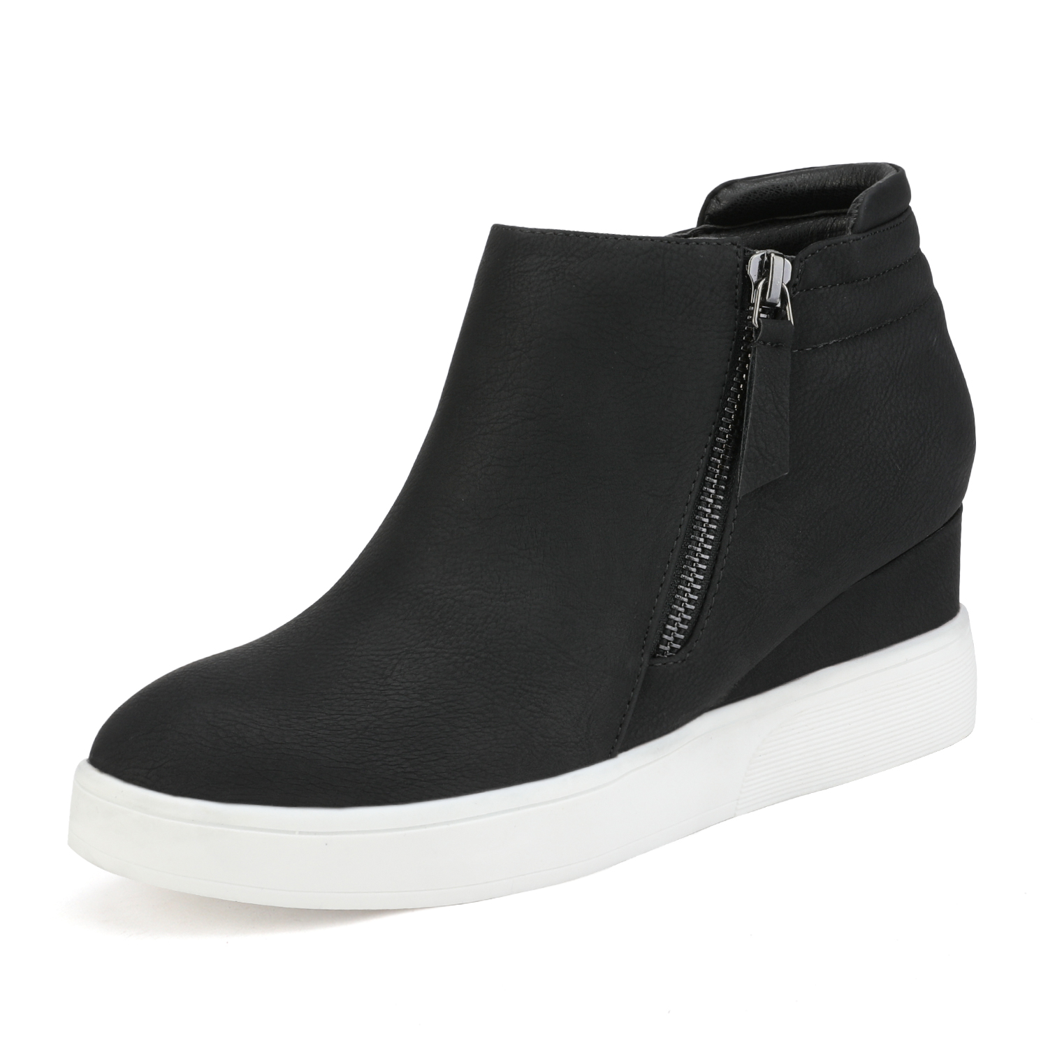 DREAM PAIRS Womens Wedge Heels Ankle Boots Round Toe  Side Zip Platform Sneakers