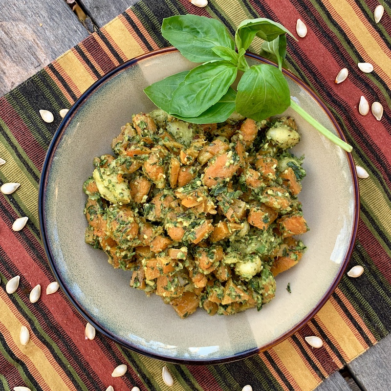 Vegan Gnocchi and Butternut Squash with Sage-Hazelnut Pesto