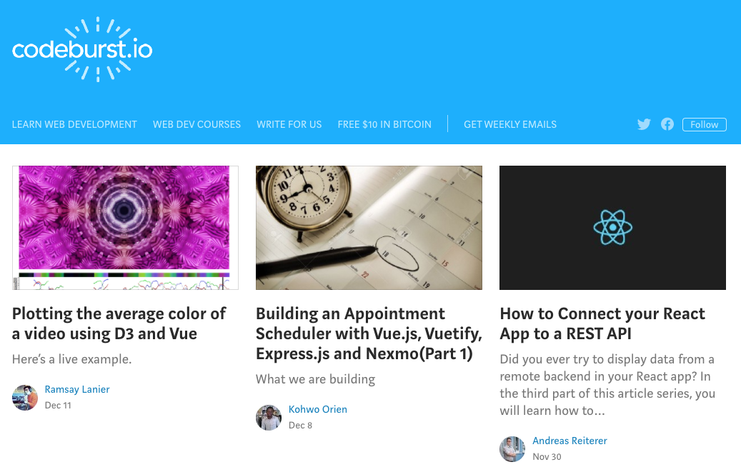 Codeburst.io web development blog