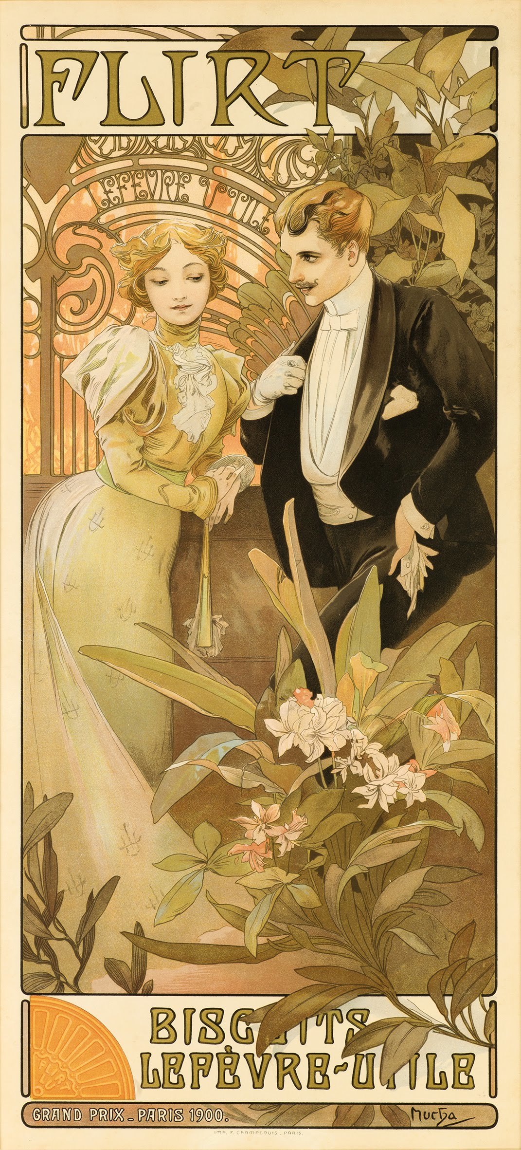 5 Flirt By Alphonse Mucha 1900