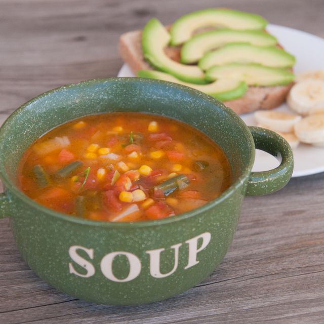 garden vegetable soup & avocado toast