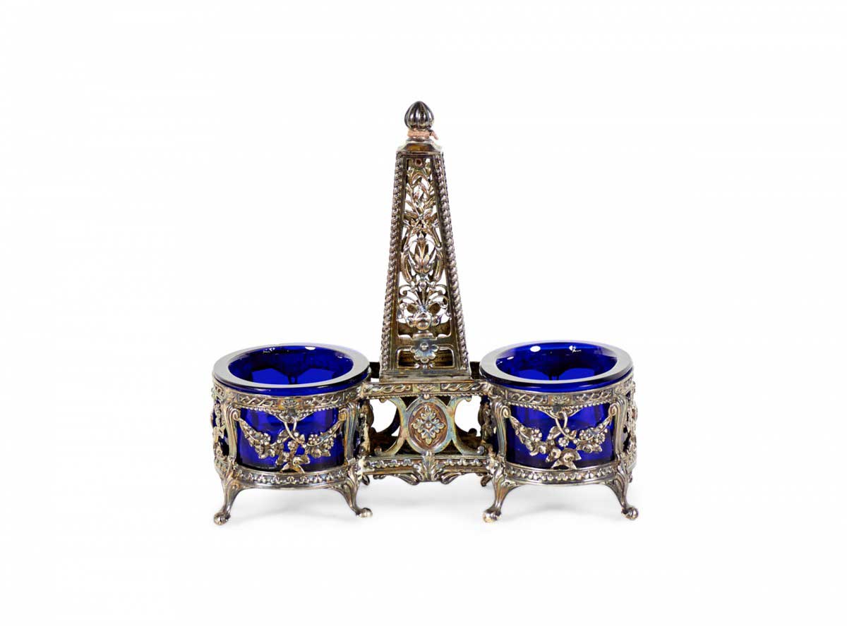English victorian obelisk silver salt cellar