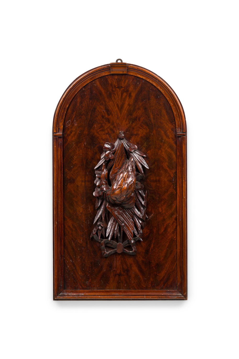 English mahogany carved animal game wall plaque