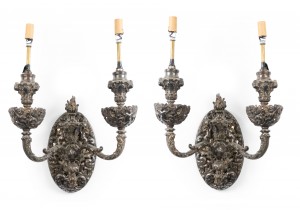 French victorian silver plate filigree wall sconces 1