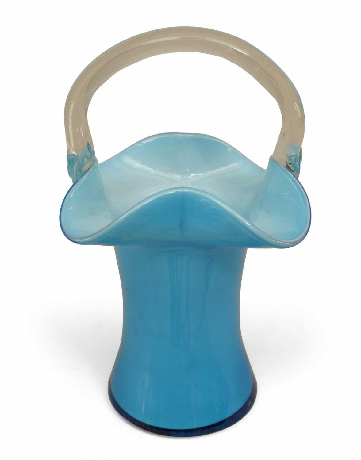 French victorian blue opaline basket