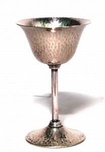 Set of 6 american mission hammered silver wine glasses
